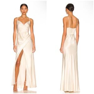 Shona Joy La Lune Cross Draped Maxi Dress in Cream Size 6